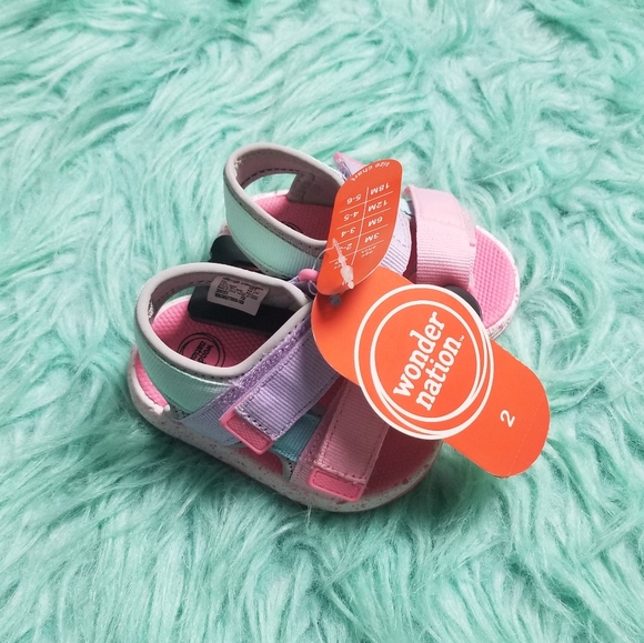 NWT Wonder Nation Baby Girl Colorblock Summer Sport Sandals Size 2 - Picture 4 of 10